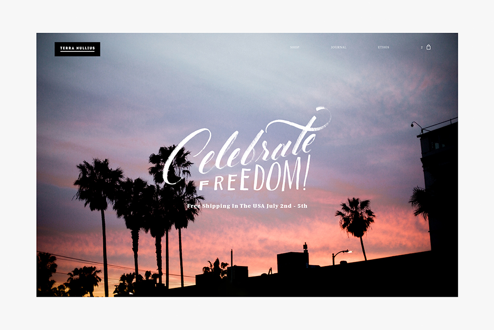 Image of sunset with lettering over it saying 'Celebrate Freedom'