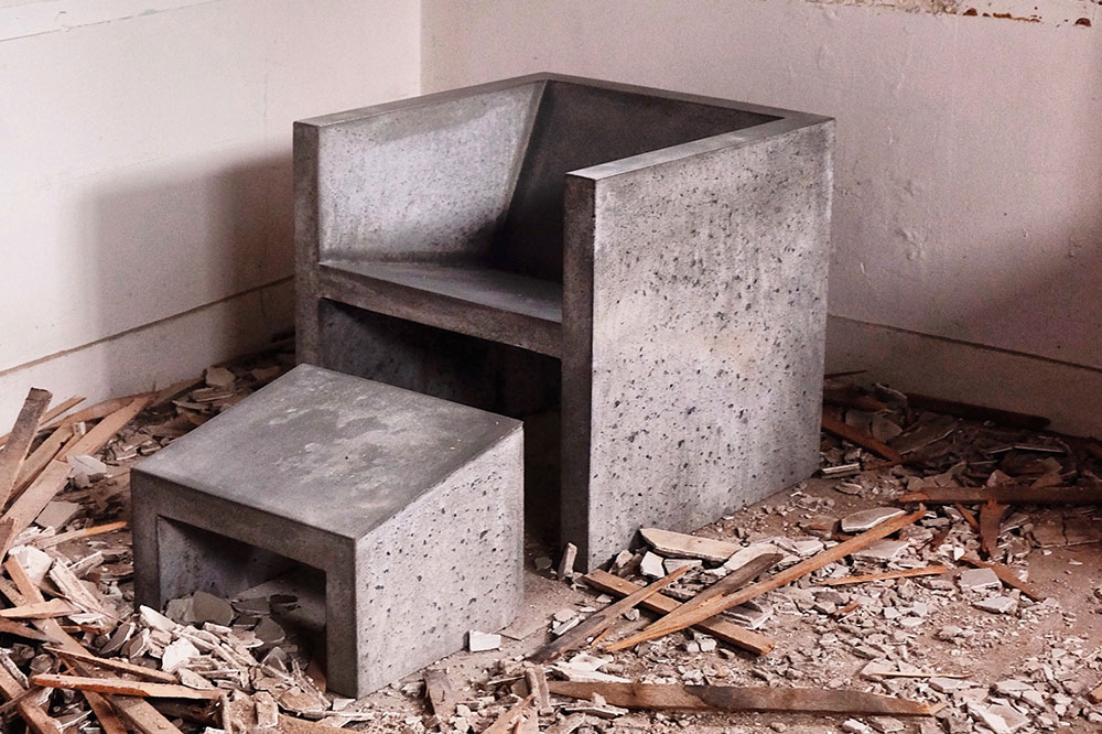 Image of chair made out of concrete