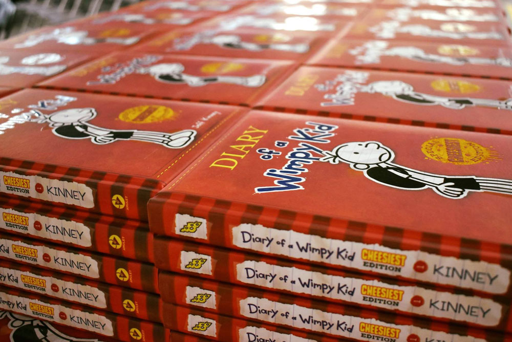 Stack of Diary of a Whimpy Kid books