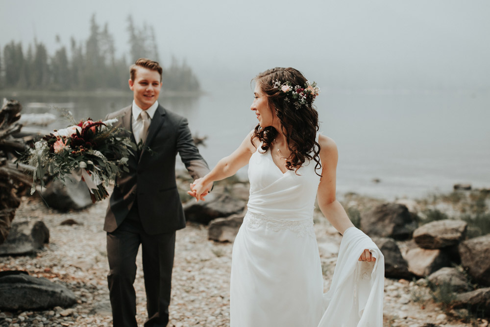 Bride and groom at the beach