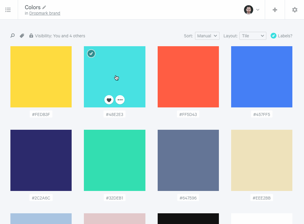 Organizing colors with Dropmark