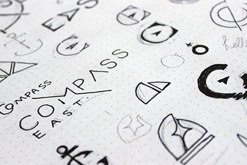 Shot of sketchbook images for Compass branding