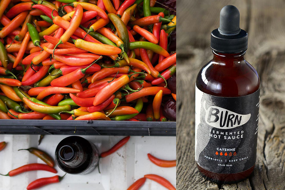Image of the branding for Burn fermented hot sauce