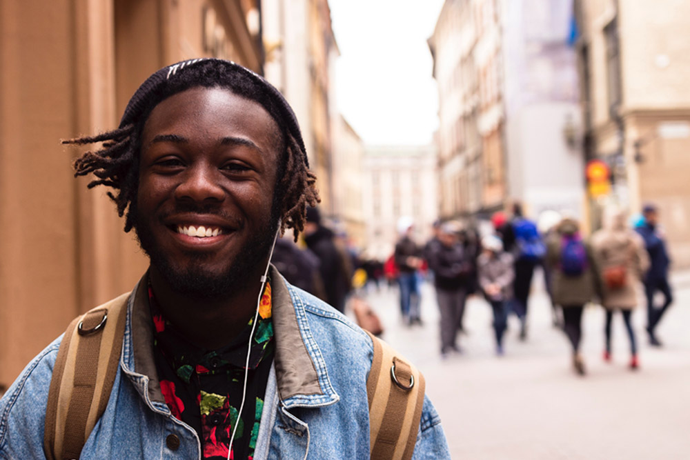 Image of African American student looking at camera